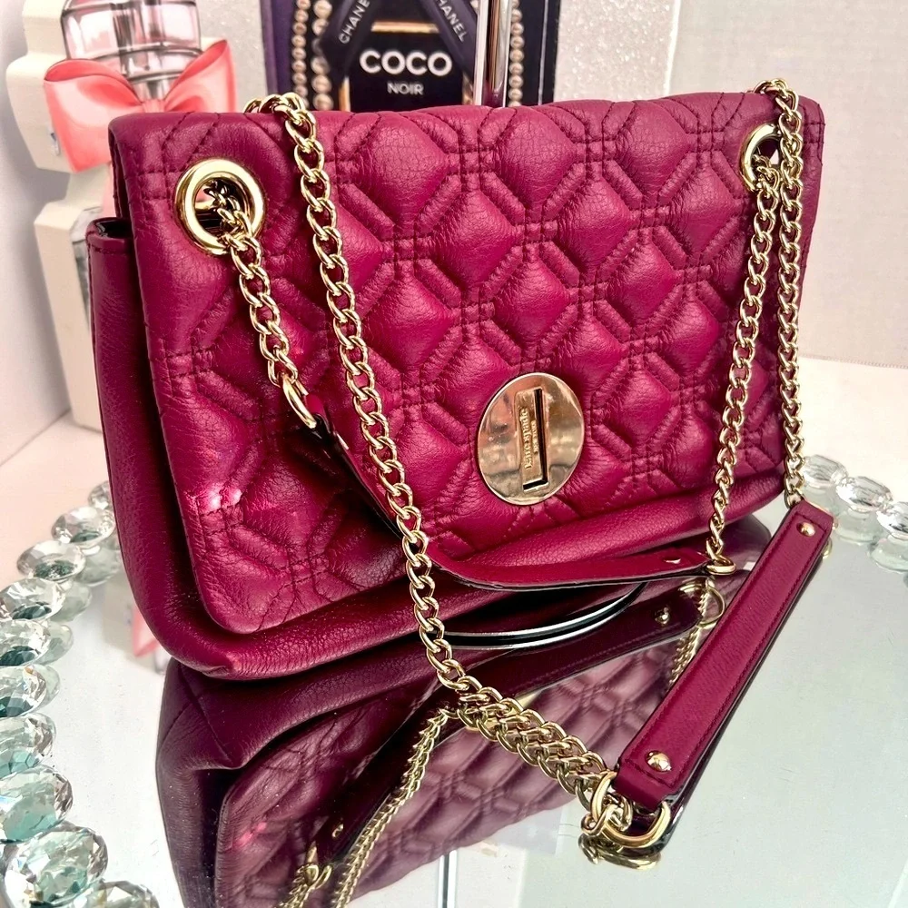 Kate Spade Astor burgundy Court Naomi Quilted leather shoulder bag
